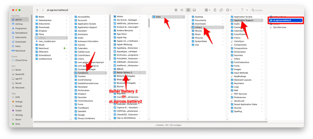 Inhalt des Library-Ordners mit dem Containers-Ordner