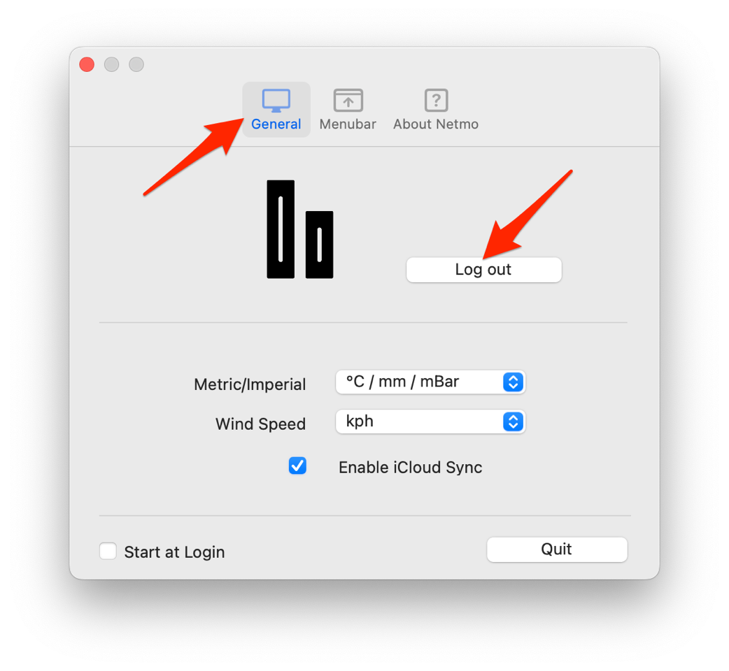 Log out of Netmo Classic in the settings