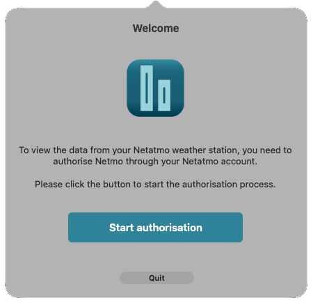 Starting the authorization in Netmo Classic