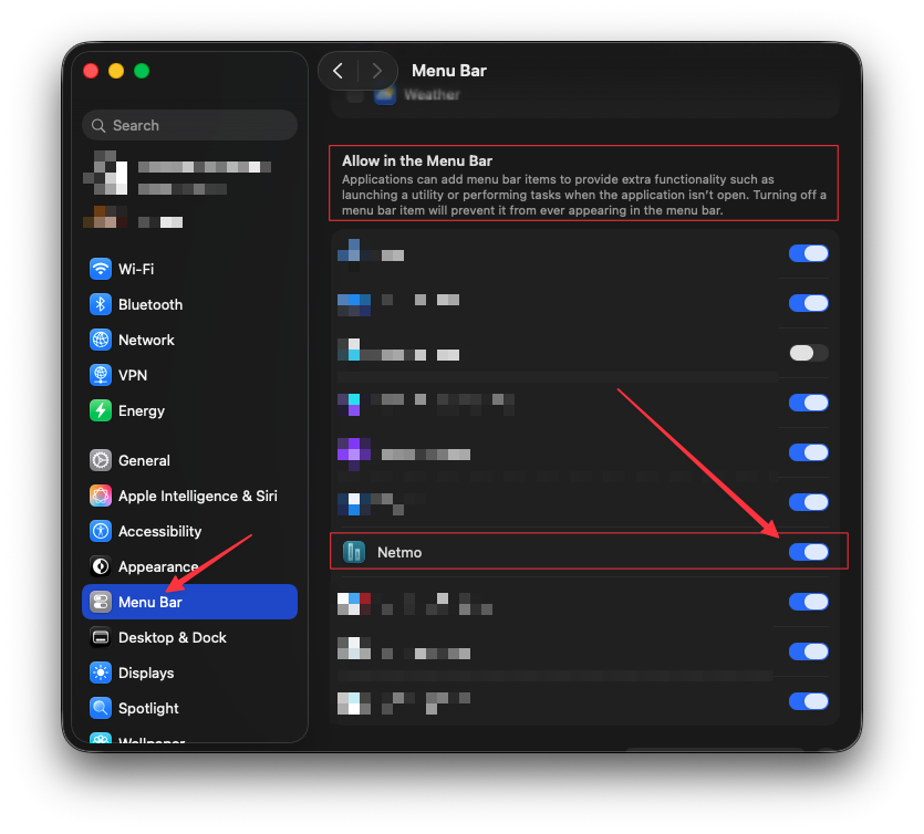 Netmo Classic icon in the macOS menu bar